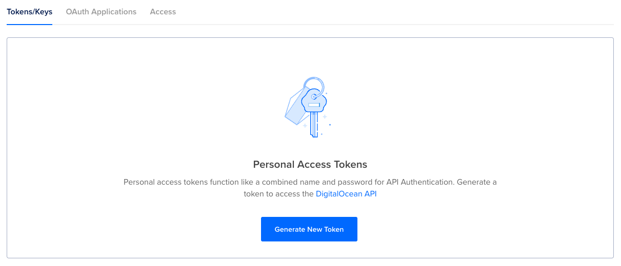 DigitalOcean's API Token generation page